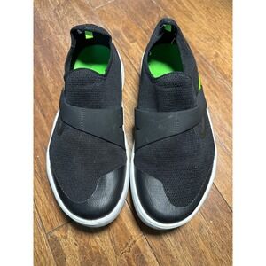 OOFOS Ooahh Luxe Slip On Sandal Recovery Shoe Black Green Trim Comfort‎ Mens